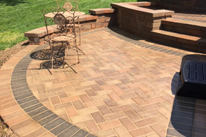 Rounded brick patio